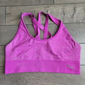 Puma Pink Racerback Sports Bra with Geometric Straps